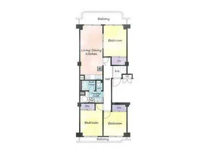 中村グリーンマンション1号棟(3LDK/3階)の間取り写真