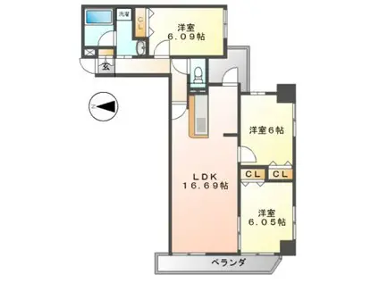 KDX泉レジデンス(3LDK/9階)の間取り写真