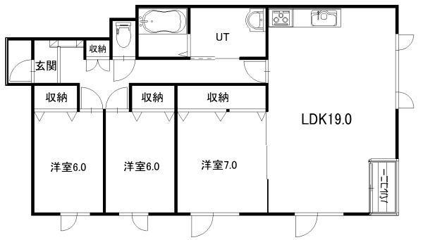 Kヒルズ(3LDK/1階)の間取り写真