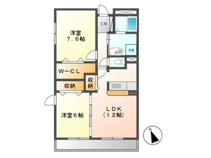 ヴェルハイム(2LDK/2階)の間取り写真