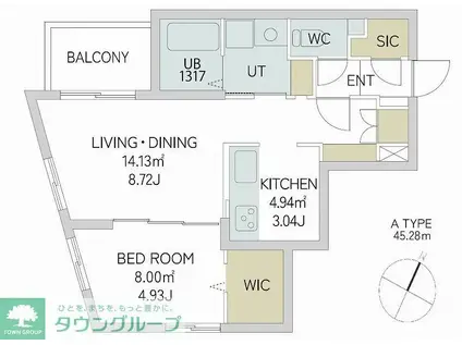 QUADOR CONTIGO平和(1LDK/4階)の間取り写真