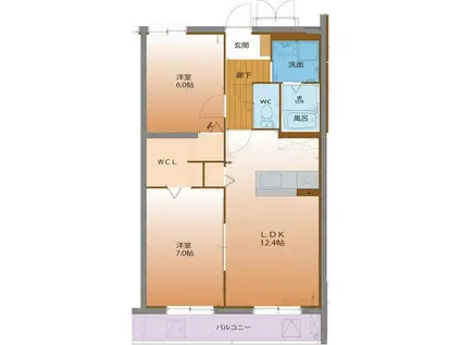 ハートフル ウィステリア(2LDK/1階)の間取り写真