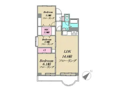 浦和白幡東高層1号棟(3LDK/11階)の間取り写真