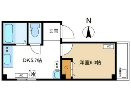 モアコート(1DK/2階)の間取り写真