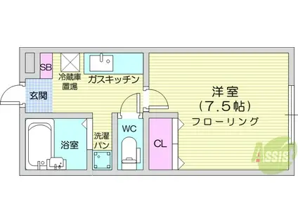 ウィンストン116(1K/1階)の間取り写真