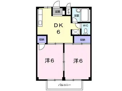 シティハイツゆたか(2DK/2階)の間取り写真