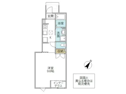 PRENDRE(1K/1階)の間取り写真