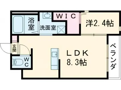リアコート枚方御殿山サウス(1LDK/3階)の間取り写真