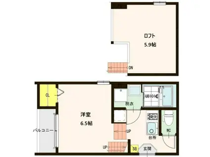 ラフェリオ東仙台(1K/1階)の間取り写真