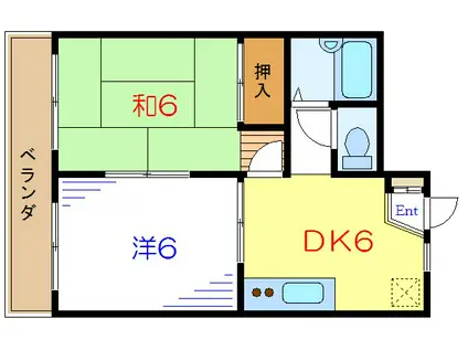 ロワール西一之江(2DK/3階)の間取り写真