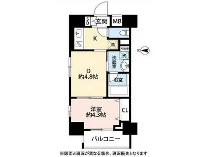 日神デュオステージ浅草国際通(1DK/4階)の間取り写真