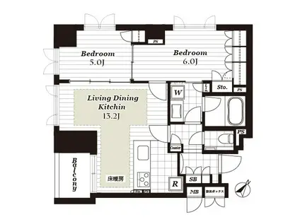 CONOE赤坂丹後町(2LDK/4階)の間取り写真