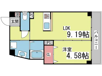 ヴィータ(1LDK/7階)の間取り写真