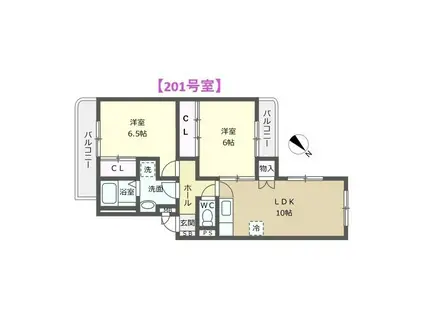 メゾンYOU(2LDK/2階)の間取り写真