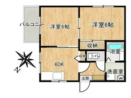 コーポダイショウ(2DK/2階)の間取り写真