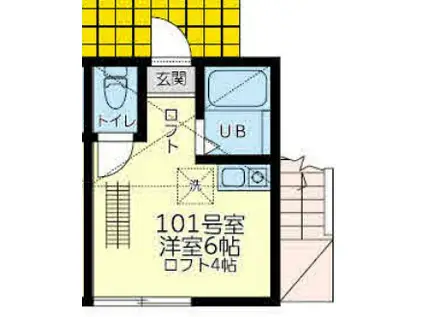 ユナイト鶴見ルーカスの杜(ワンルーム/1階)の間取り写真