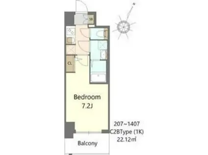 S-RESIDENCE大和田ALINE(1K/7階)の間取り写真