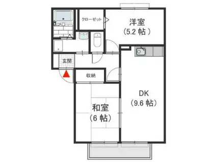 ココ・ソレジオA棟(2DK/2階)の間取り写真