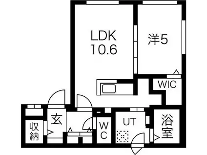 BELL TREE南5条(1LDK/2階)の間取り写真