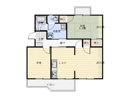 東光寺マンション(2LDK/3階)の間取り写真