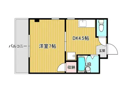 マンション笹倉(1DK/4階)の間取り写真