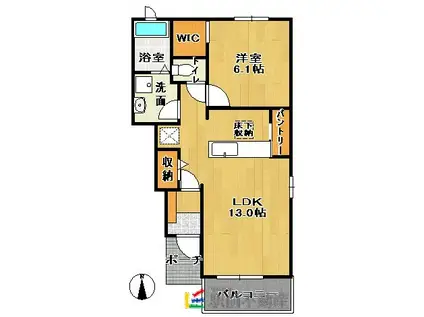 ペルセウス I(1LDK/1階)の間取り写真