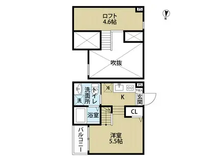 モルゲンロート(1SK/2階)の間取り写真