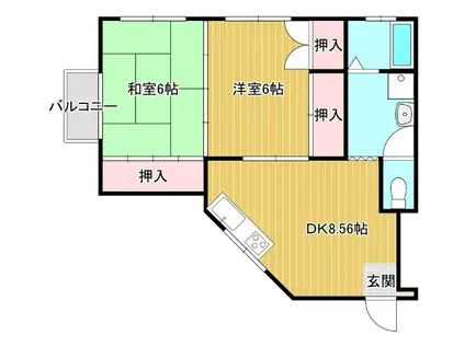 サンシャイン赤崎(2DK/1階)の間取り写真