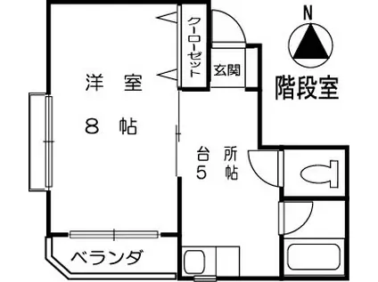 コーポYOU(1DK/2階)の間取り写真
