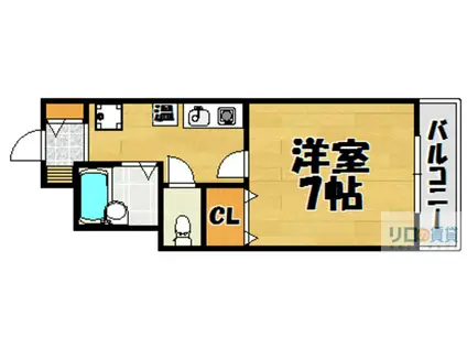 リバティハイム桜井II(1K/2階)の間取り写真