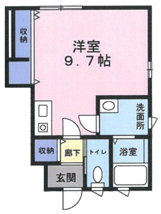 テイク・ハウス(ワンルーム/1階)の間取り写真