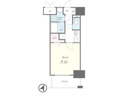 マージュ世田谷(1K/8階)の間取り写真