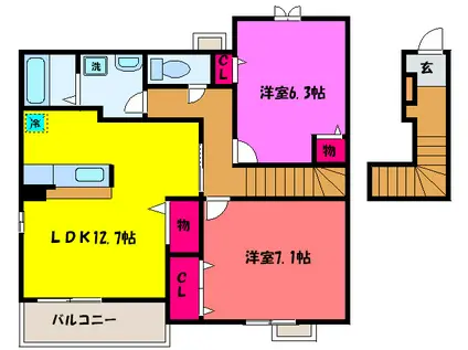メゾン ド ラトン・ラヴェール(2LDK/2階)の間取り写真