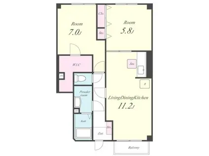 ラディエI(2SLDK/1階)の間取り写真