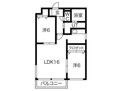 PRESCELTO手稲本町(2LDK/3階)の間取り写真