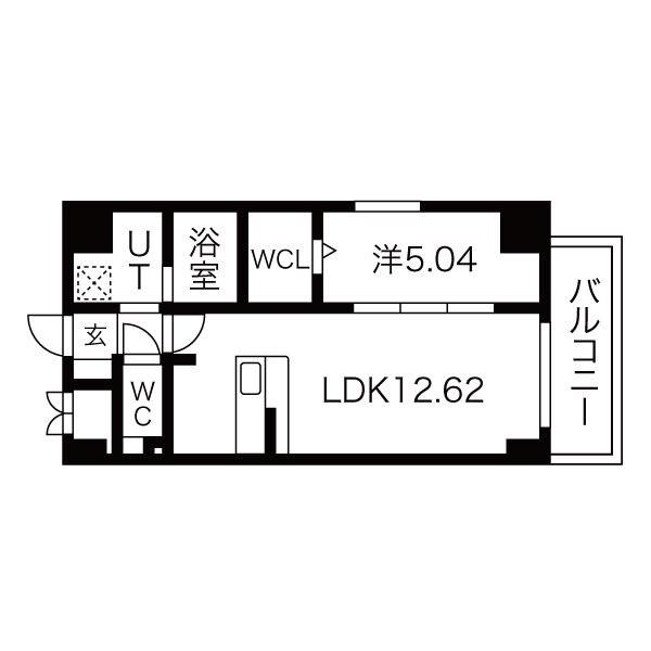GRANDUKE千代田REGARIA(1LDK/2階)の間取り写真