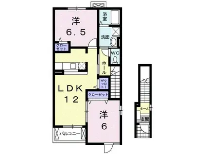 グラン・ソレイユB(2LDK/2階)の間取り写真