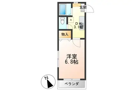 ラポール前田C(1K/1階)の間取り写真