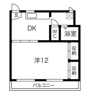 西町ハイツ 2号棟(2DK/1階)の間取り写真