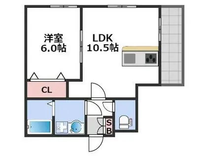 ヴィエント巽南(1LDK/2階)の間取り写真