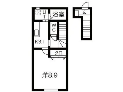 PRUNE(1K/2階)の間取り写真