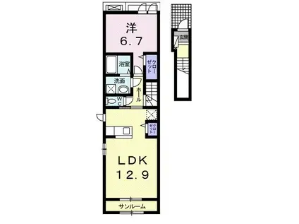 グランヴェール(1LDK/2階)の間取り写真