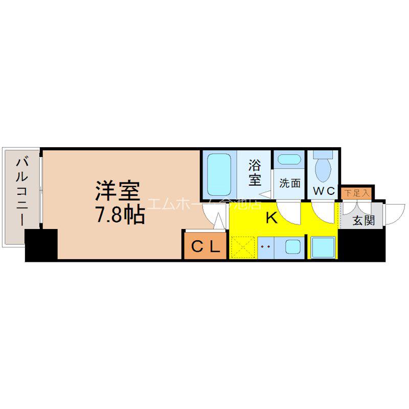 S-RESIDENCE志賀本通(1K/7階)の間取り写真