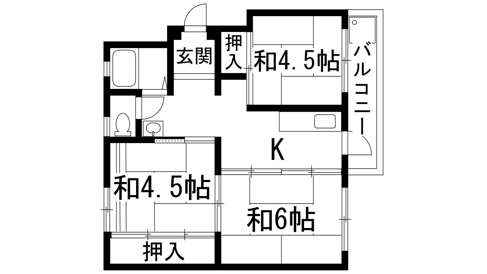 宝梅園4号棟(3K/1階)の間取り写真