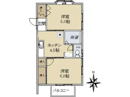 サンフローラケミガワ(2K/2階)の間取り写真