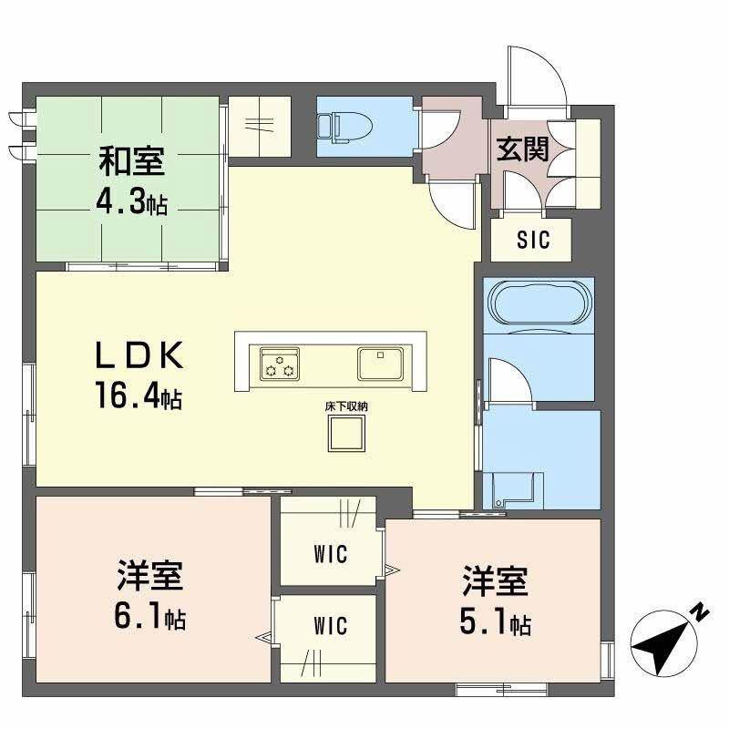 LUCE帯山西(3LDK/1階)の間取り写真