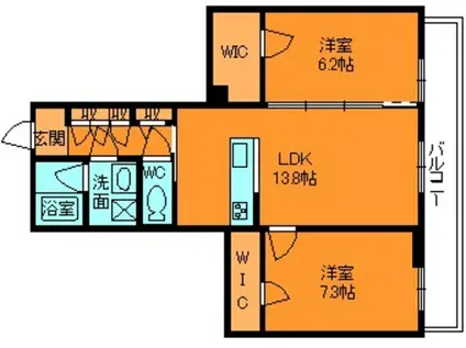 ベル・フィオーレ(2LDK/1階)の間取り写真
