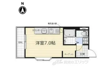 アーバンツリー上賀茂(1K/1階)の間取り写真