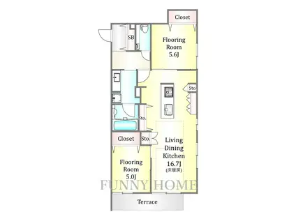碑文谷5丁目メゾン(2LDK/1階)の間取り写真