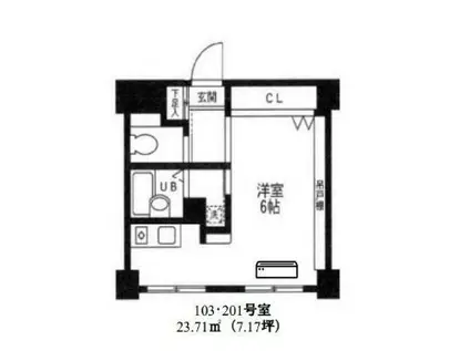 ラフィントール湘南(ワンルーム/2階)の間取り写真